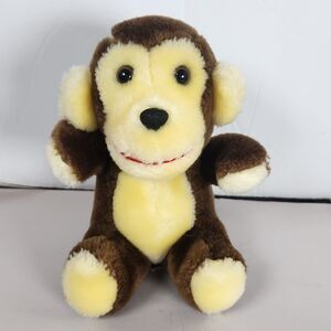 vintage monkey brown beige   Plush Vintage‎  7in sitting plastic eyes 1984